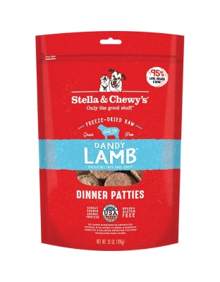 Stella And Chewys Freeze Dried Dandy Lamb Dinner Patties Raw Dog Food 25 oz.
