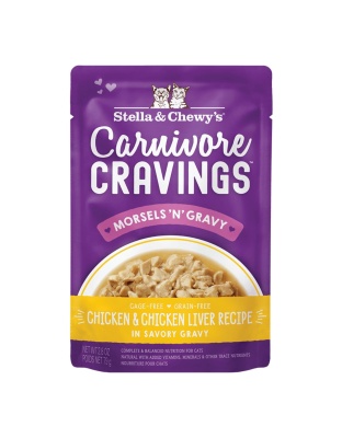 Stella and Chewys Carnivore Cravings MorselsNGravy Chicken and Chicken Liver Recipe 2.8oz. (Case of 24)