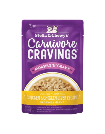Stella and Chewys Carnivore Cravings MorselsNGravy Chicken and Chicken Liver Recipe 2.8oz. (Case of 24)