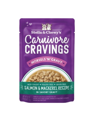 Stella and Chewys Carnivore Cravings MorselsNGravy Salmon and Mackerel Recipe 2.8oz. (Case of 24)