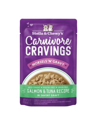 Stella and Chewys Carnivore Cravings MorselsNGravy Salmon and Tuna Recipe 2.8oz. (Case of 24)