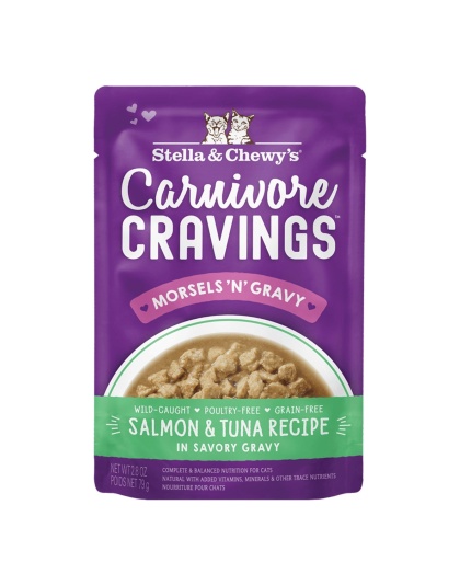 Stella and Chewys Carnivore Cravings MorselsNGravy Salmon and Tuna Recipe 2.8oz. (Case of 24)