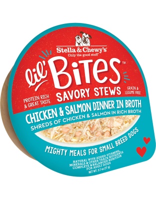 Stella and Chewys Dog Lil Bites Savory Stew Chicken and Salmon 2.7oz. (Case of 12)