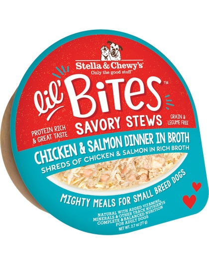 Stella and Chewys Dog Lil Bites Savory Stew Chicken and Salmon 2.7oz. (Case of 12)