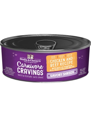 Stella and Chewys Cat Carnivore Cravings Shred Chicken and Beef 2.8oz. (Case of 24)