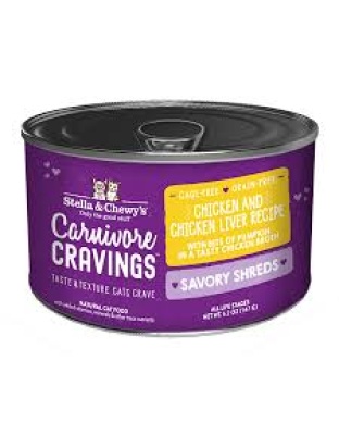 Stella and Chewys Cat Carnivore Cravings Shred Chicken and Liver 5.2oz. (Case of 24)
