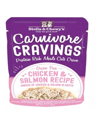 Stella and Chewys Cat Carnivore Cravings Shred Chicken and Salmon 2.8oz. (Case of 24)