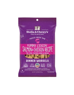 Stella & Chewys Cat Freeze Dried Dinner Morsels Yummy Lickin' Salmon & Chicken 1oz. (Case of 8)