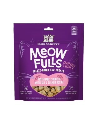 Stella & Chewys Cat Meowfulls Freeze Dried Treat Whitefish & Salmon 1.5oz.