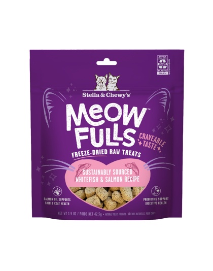 Stella & Chewys Cat Meowfulls Freeze Dried Treat Whitefish & Salmon 1.5oz.