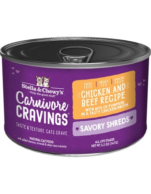 Stella and Chewys Cat Carnivore Cravings Shred Chicken and Beef 5.2oz. (Case of 24)