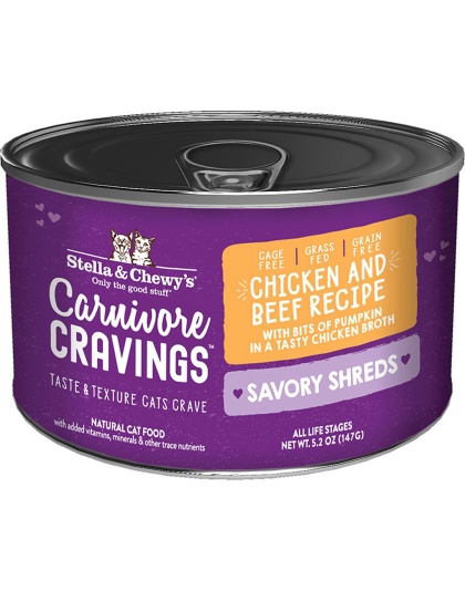 Stella and Chewys Cat Carnivore Cravings Shred Chicken and Beef 5.2oz. (Case of 24)