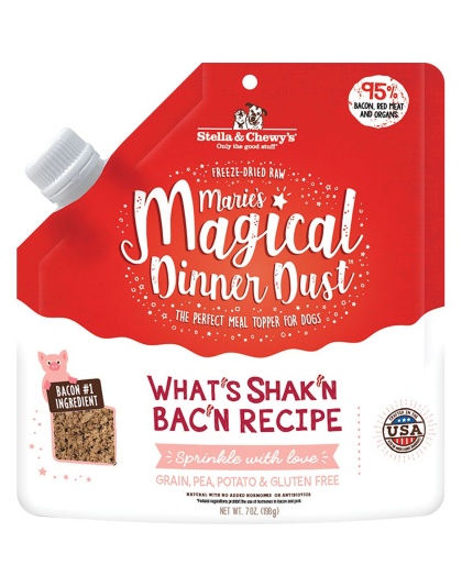 Stella And Chewys Dog Freeze-Dried Marie Magical Dinner Dust Bacon 7oz.