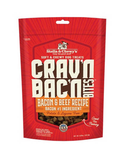 Stella and Chewys Dog Cravn Bacon Bites Beef 8.25oz.