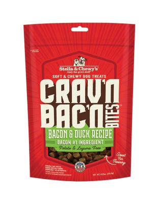 Stella and Chewys Dog Cravn Bacon Bites Duck 8.25oz.