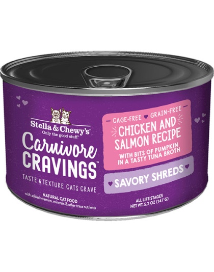 Stella and Chewys Cat Carnivore Cravings Shred Chicken and Salmon 5.2oz. (Case of 24)