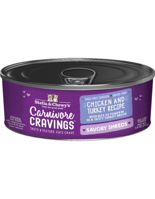 Stella and Chewys Cat Carnivore Cravings Shred Chicken and Turkey 2.8oz. (Case of 24)