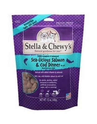 Stella and Chewys Cat Freeze Dried Sea-Licious Salmon and Cod Dinner 8oz.