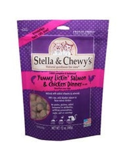 Stella and Chewys Cat Freeze Dried Yummy Lickin Salmon and Chicken Dinner 3.5oz.