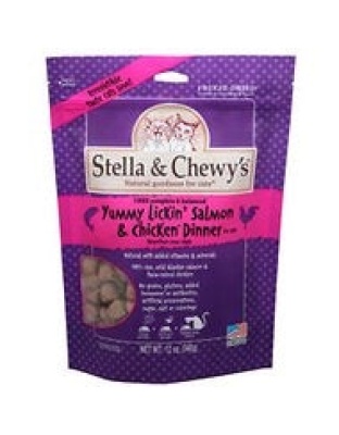 Stella and Chewys Cat Freeze Dried Yummy Lickin Salmon and Chicken Dinner 8oz.