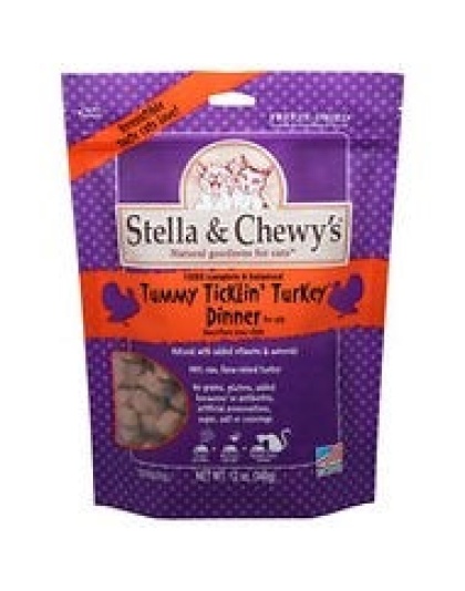 Stella and Chewys Cat Freeze Dried Tummy Ticklin Turkey Dinner 18oz.