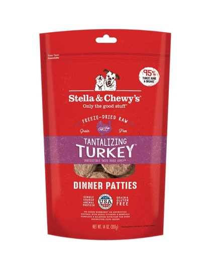 Stella And Chewys Freeze Dried Tantalizing Turkey Dinner Patties 14oz.