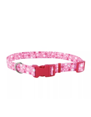Styles Adjustable Dog Collar Polka Dot Pink Large 1 x 18-26 In