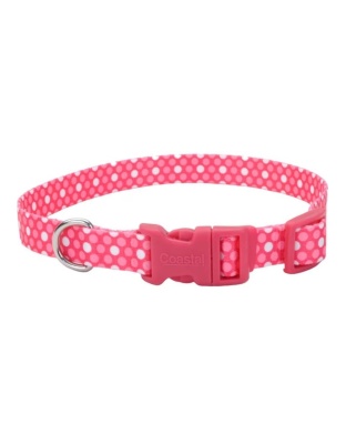 Styles Adjustable Dog Collar Polka Dot Pink X-Small 3/8 x 8-12 In