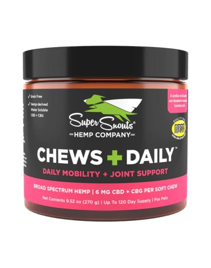 Super Snouts Dog Chews+Daily Therapeutic Mobility Joint Cbg 6Mg Per Chew 60Ct
