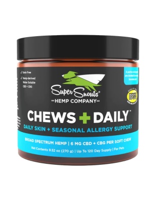 Super Snouts Dog Chews+Daily Therapeutic Skin Coat Allergy Cbg 6Mg Per Chew 60Ct