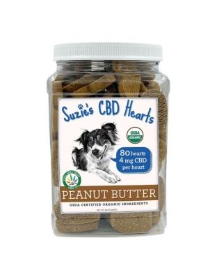 Suzie's CBD Hearts For Dogs Bulk Jar Peanut Butter 80 Ct-32oz.