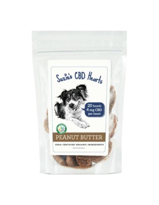Suzie's CBD Hearts For Dogs Peanut Butter 8oz.-4mg