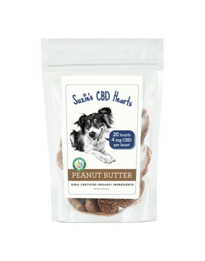 Suzie's CBD Hearts For Dogs Peanut Butter 8oz.-4mg