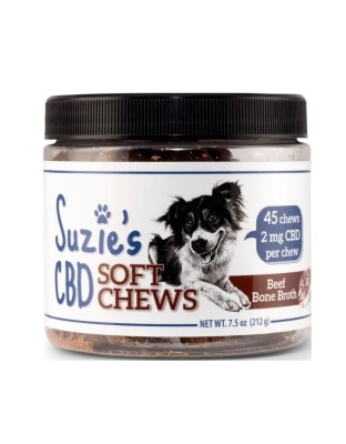 Suzie's CBD Soft Chews For Dogs Beef Bone Broth 7.5oz.-2mg