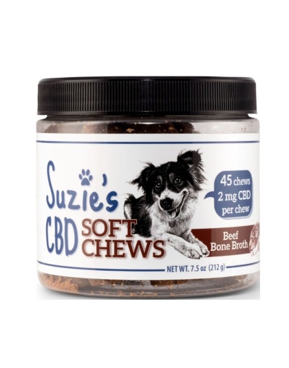 Suzie's CBD Soft Chews For Dogs Beef Bone Broth 7.5oz.-2mg