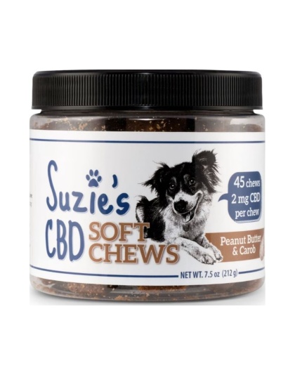 Suzie's CBD Soft Chews For Dogs Peanut Butter/Carob 7.5oz.-2mg