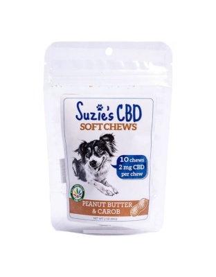 Suzie's CBD Soft Chews For Dogs Trial Size Peaniut Butter/Carob 2oz.