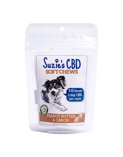 Suzie's CBD Soft Chews For Dogs Trial Size Peaniut Butter/Carob 2oz.