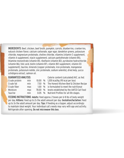 The Honest Kitchen Cat Cate Grain Free Pate Beef & Chicken 2.8oz. (Case of 12)