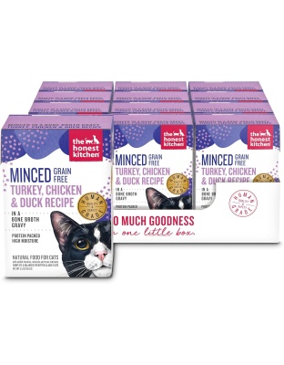 The Honest Kitchen Cat Grain Free Minced Turkey, Chicken & Duck In Bone Broth Gravy 2.8oz. (Case of 12)