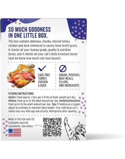 The Honest Kitchen Cat Grain Free Minced Turkey, Chicken & Duck In Bone Broth Gravy 2.8oz. (Case of 12)