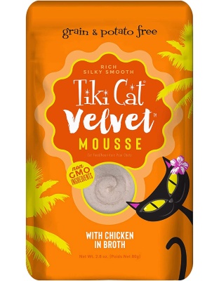 Tiki Pets Cat Velvet Mousse Chicken in Broth 2.8oz. (Case of 12)