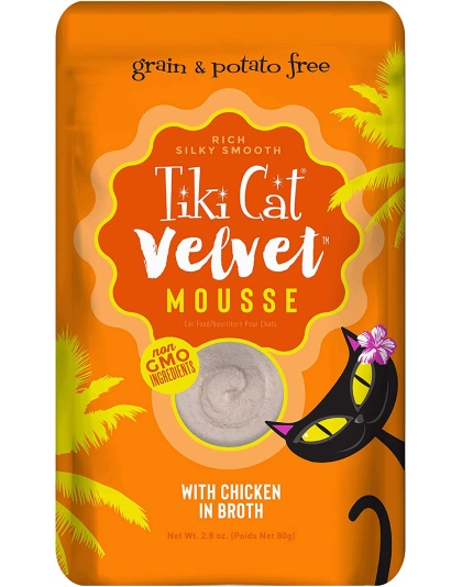 Tiki Pets Cat Velvet Mousse Chicken in Broth 2.8oz. (Case of 12)