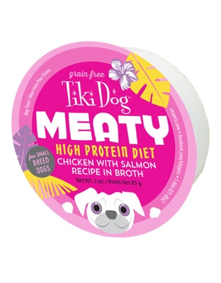 Tiki Pets Dog Mighty Chicken Salmon 3oz. (Case of 4)