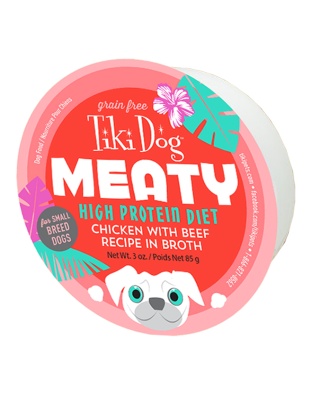 Tiki Pets Dog Mighty Chicken Beef 3oz. (Case of 4)