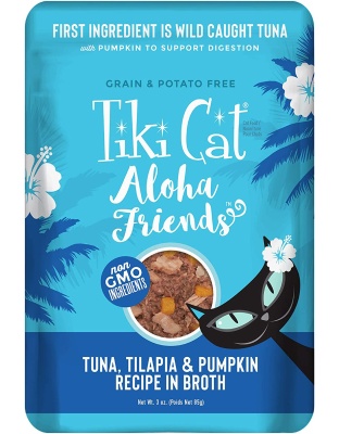 Tiki Pets Cat Aloha Friends Tuna, Tilapia & Pumpkin 3oz. Pouches (Case of 12)