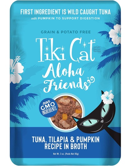 Tiki Pets Cat Aloha Friends Tuna, Tilapia & Pumpkin 3oz. Pouches (Case of 12)