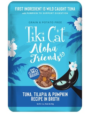 Tiki Pets Cat Aloha Tuna; Tilapia and Pumpkin 3oz. Pouch (Case of 12)