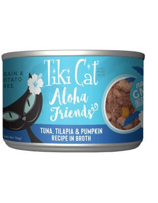 Tiki Pets Cat Aloha Friends Tuna, Tilapia & Pumpkin 5.5oz. (Case of 8)
