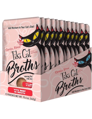 Tiki Pets Cat Beef in Broth 1.3oz Pouch (Case of 12)